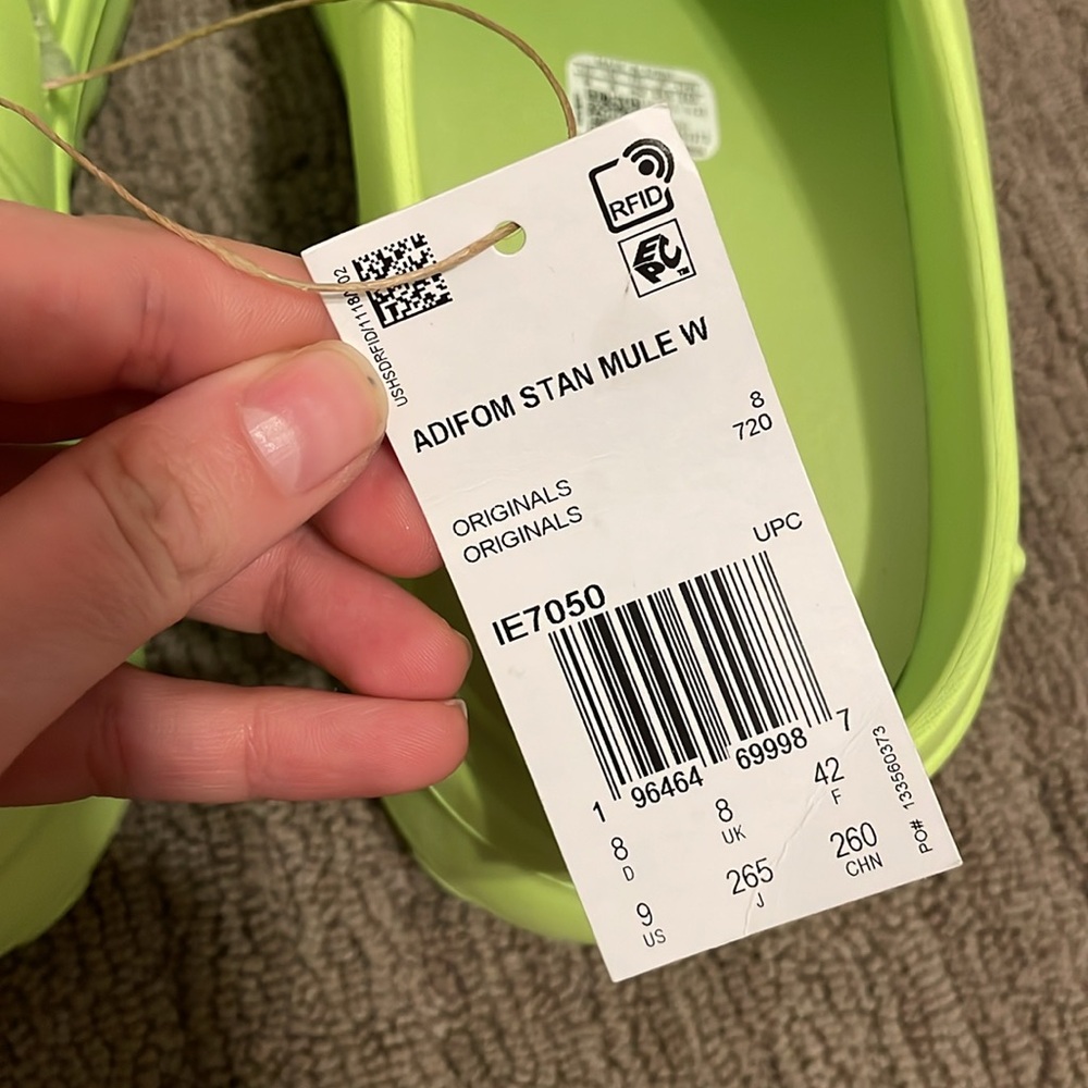 Green Adidas ADIFOM STAN SMITH MULE SHOES NWT 8 - Picture 10 of 11